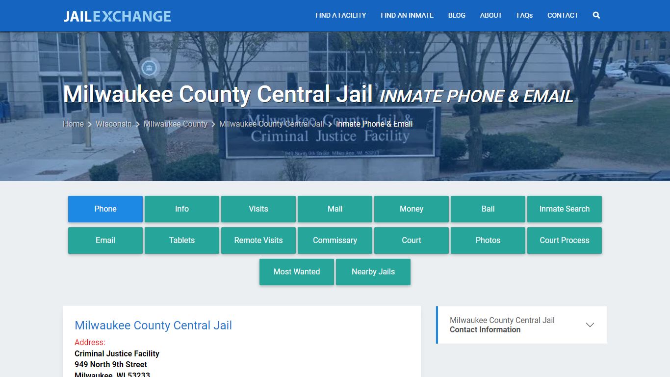 Inmate Phone - Milwaukee County Central Jail, WI - Jail Exchange