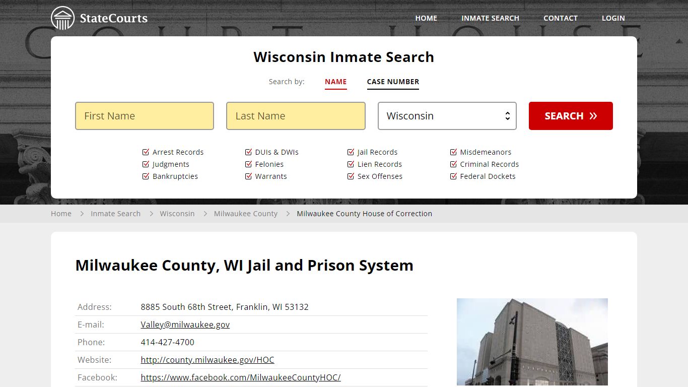Milwaukee County, WI Jail and Prison System - State Courts
