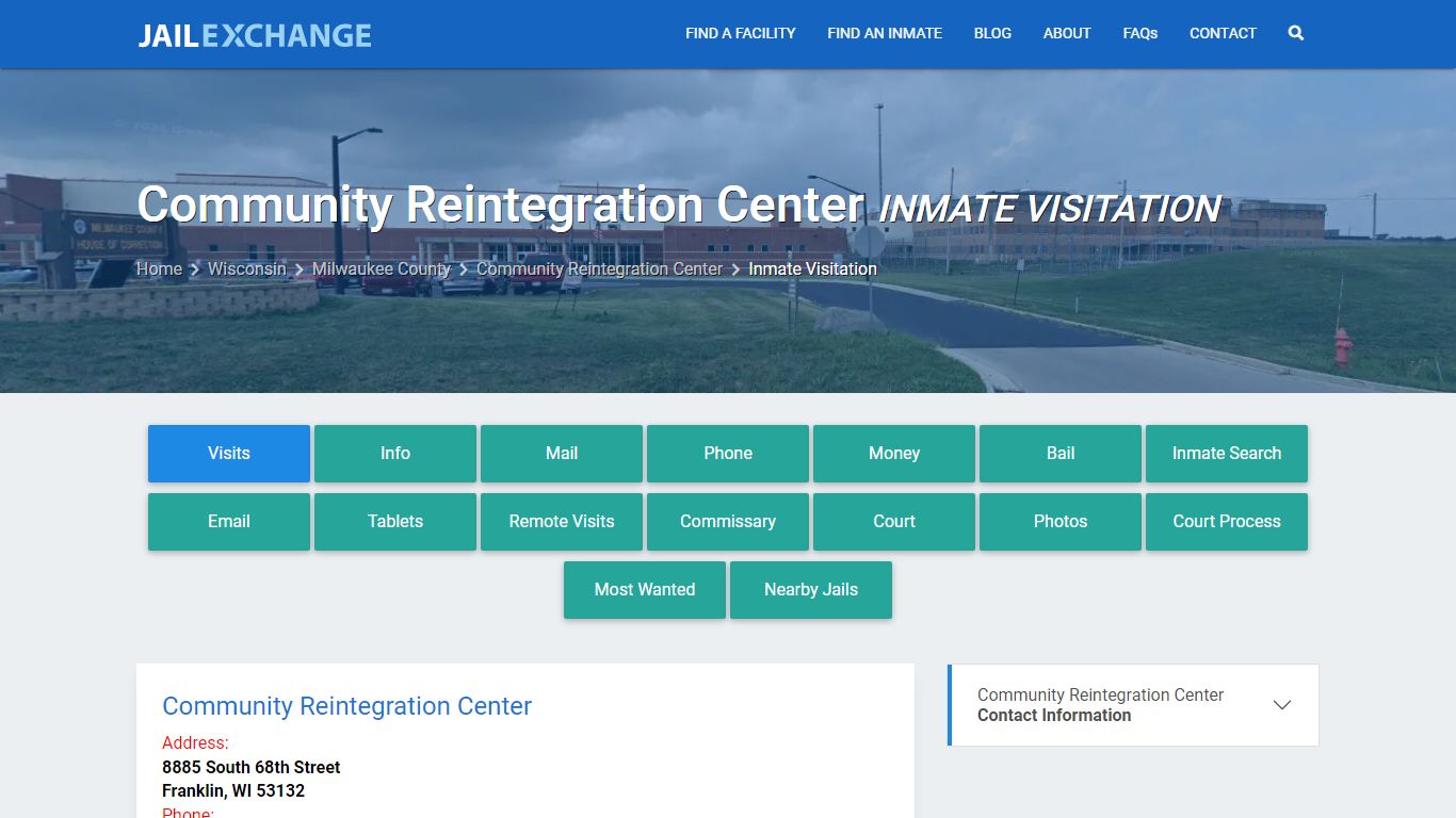 Inmate Visitation - Community Reintegration Center, WI - Jail Exchange